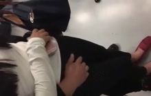 Groping her ass and pussy on subway