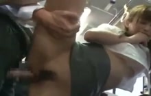 Cute Asian GF groped and fucked in public transportation
