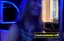Horny amateur swinger couples are having a wild night out in Vegas with a steamy orgy in a limo!