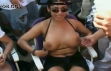 Big tit Latina nude in front of the crowd
