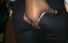 Bubble Butt Groped In Black Leggings