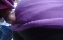Rubbing my cock on big ass in public